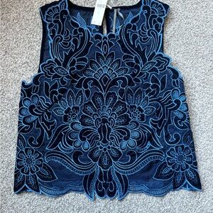 NWT: Anthropologie The Lainie Sleeveless Velvet Lace Cutwork Blouse